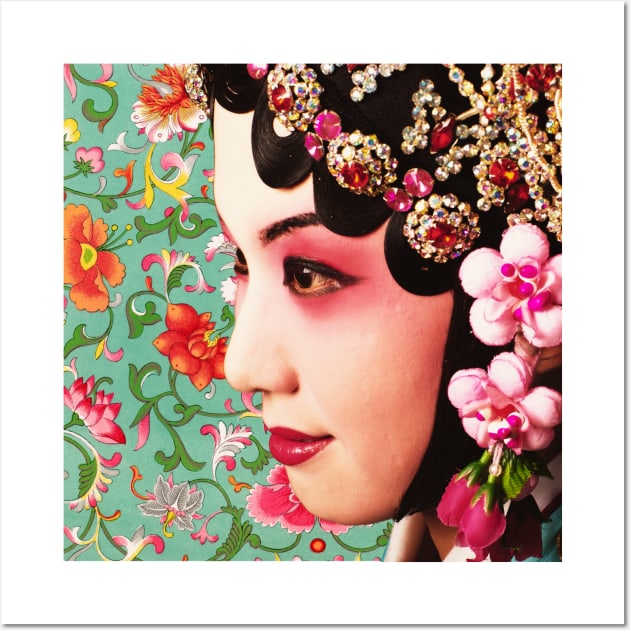 Chinese Opera Star with Vintage Flower Pattern- Hong Kong Retro Wall Art by CRAFTY BITCH